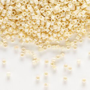 Seed bead, Delica&reg;, glass, pkg/7.5g, #10 round, opaque rainbow cream (DBM-0157).