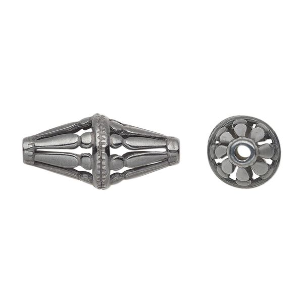 Bead 1pkg1 gunmetal-finished, 22.5x11mm fancy double cone, brass JBB Findings image number 0