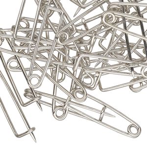 Pin back 1pkg100 silver-finished, 1 inch, brass