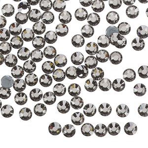 Flat back, Dance With Me&trade; crystal hotfix rhinestone, black diamond, foil back, 3.8-4mm rose, SS16. Sold per pkg of 144 (1 gross).