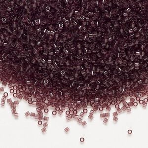 Seed bead, Delica&reg;, glass, pkg/50g, #15 round, transparent dark smoky amethyst (DBS-1104).