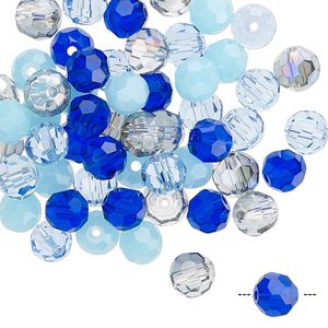 Bead mix 60pk 32 facets blue, Celestial Crystal&reg; 6mm round