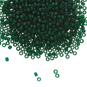 Seed bead, TOHO BEADS&reg;, glass, pkg/250g, #11 round, translucent frosted green emerald (TR-11-939F).
