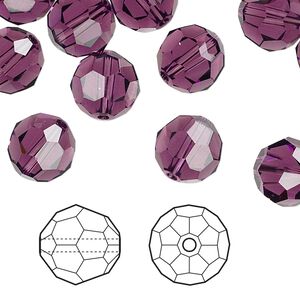 Bead 144pk amethyst, Swarovski&reg; 10mm round 5000