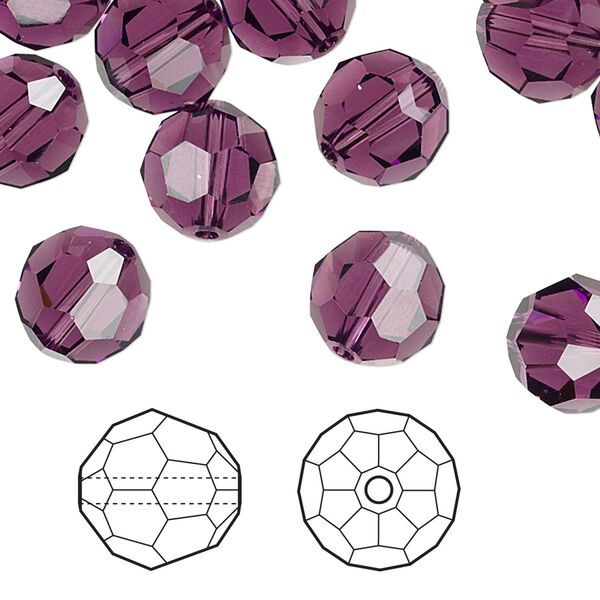 Bead 144pk amethyst, Swarovski&reg; 10mm round 5000 image number 0
