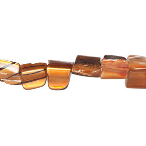 Mother-of-pearl shell 1pkg1, triangle tube bead 15 inch orange / black lines 7x5mm-13x9mm