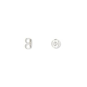 Earnut 1pkg500 silver-plated, 4.5mm round, brass 250 pair