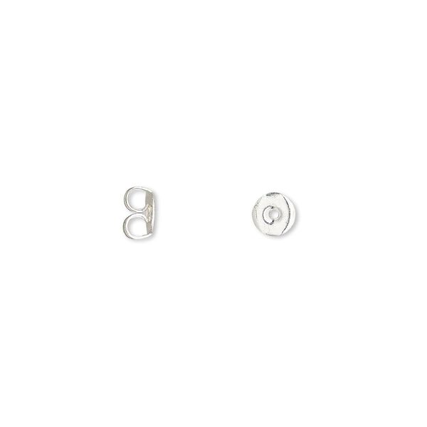 Earnut 1pkg500 silver-plated, 4.5mm round, brass 250 pair image number 0