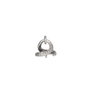 Drop, antiqued sterling silver, 10 x 7mm with beaded design and 2.5mm peg, fits 6-12mm half-drilled bead. Sold individually.