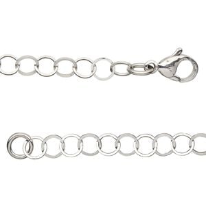 Chain 1pkg1 cable, 5mm flat round / lobster claw clasp, stainless steel 20 inch