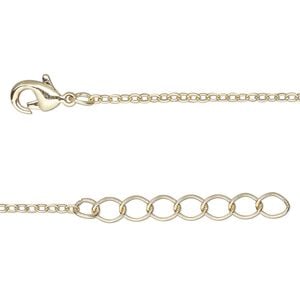 Chain 1pkg2 cable, 1.5mm / lobster claw clasp, gold-finished brass 36 inch