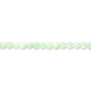 Mother-of-pearl shell 1pkg1, round bead 15.5 to 16 inch sea green 3mm
