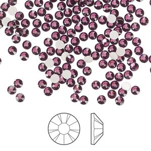 Flat back 144pk amethyst foil back, Preciosa MAXIMA Czech crystal rhinestone 2.5-2.7mm chaton rose round SS9