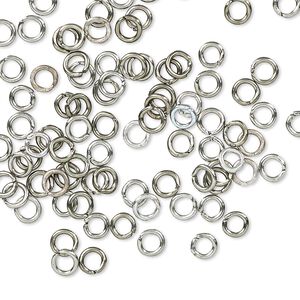 Jump ring 1pkg100 aluminum, 4mm round, 20 gauge / 2.4mm inside diameter / metallic grey