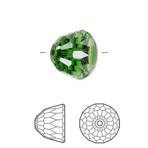 Bead 1pk dark moss green, Crystal Passions&reg; 14x11mm dome small 5542