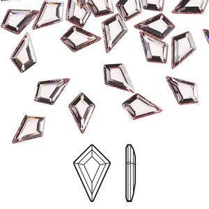 Flat back 216pk light rose foil back, Swarovski&reg; 8.6x5.6mm kite 2771