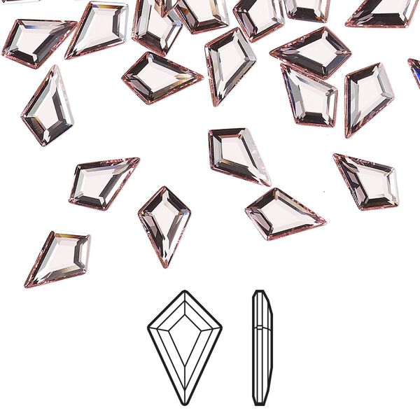 Flat back 216pk light rose foil back, Swarovski&reg; 8.6x5.6mm kite 2771 image number 0