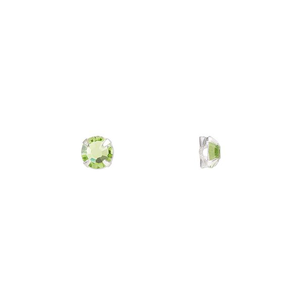 Bead 1440pk rose montees peridot silver plate, Preciosa Czech crystal 3.8-4mm round SS16 image number 0