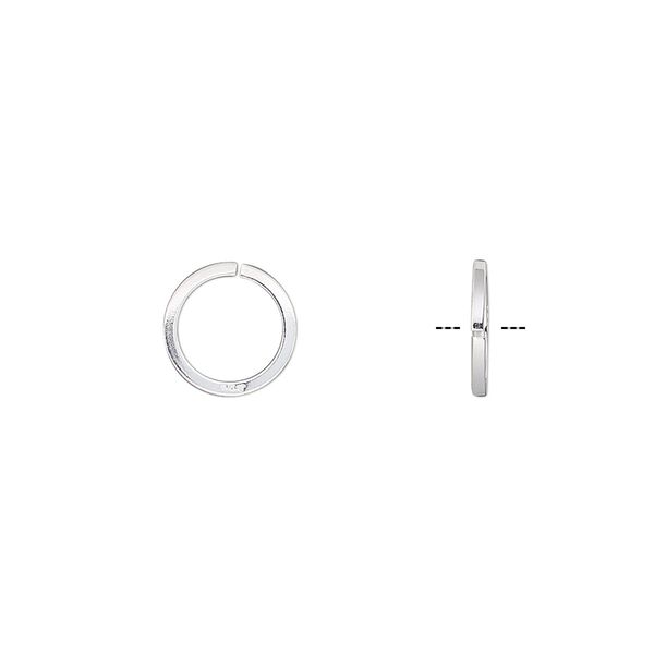 Jump ring 1pkg50 sterling silver, 9mm round / square wire, 18 gauge / 7mm inside diameter image number 0