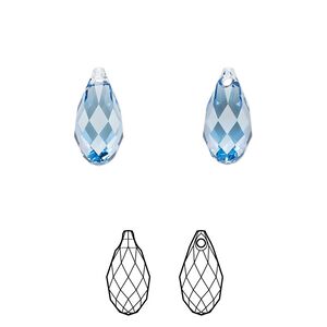 Briolette 2pk cool blue, Crystal Passions&reg; Regenerated 13x6.5mm pendant drop 6010