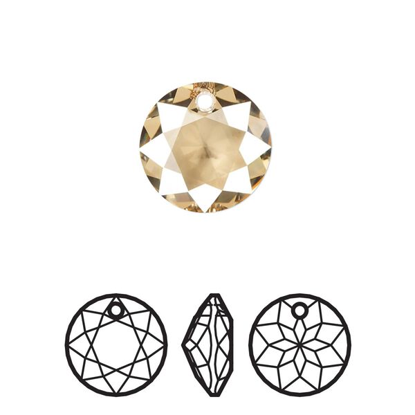 Drop 24pk crystal golden shadow, Swarovski&reg; 14mm pendant classic cut 6430 image number 0