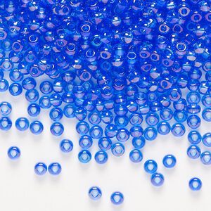 Seed bead, Preciosa Ornela Czech glass, pkg/500g, #8 rocaille, translucent rainbow light blue, (31050).