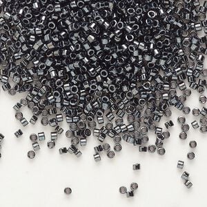 Seed bead, Delica&reg;, glass, pkg/250g, #11 round, opaque metallic gunmetal (DB-0001).