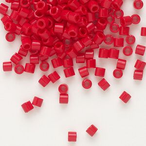 Seed bead, Delica&reg;, glass, pkg/250g, #8 round, opaque red (DBL-0723).
