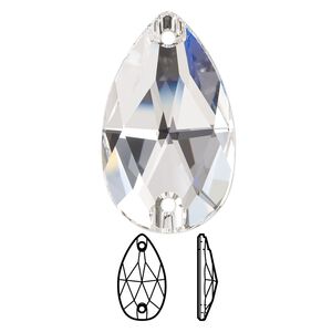 Sew-on 16pk crystal foil back, Swarovski&reg; 30x20mm pear 3230