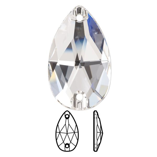 Sew-on 16pk crystal foil back, Swarovski&reg; 30x20mm pear 3230 image number 0