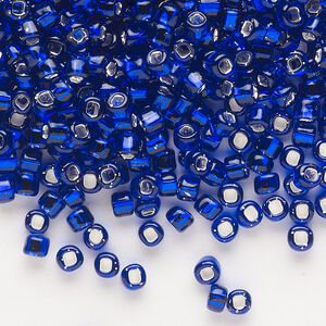 Seed bead, Dyna-Mites&trade;, glass, silver-lined translucent cobalt, #6 round with square hole. Sold per 40-gram pkg.