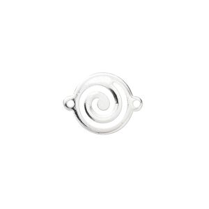 Link, silver-plated brass, 13mm swirl round. Sold per pkg of 100.