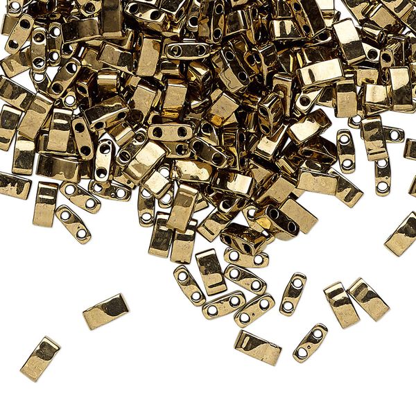 Seed bead, TILA&reg;, glass, pkg/250g, 5x2.3mm half tila rectangle, opaque metallic dark bronze, (HTL-457). image number 0