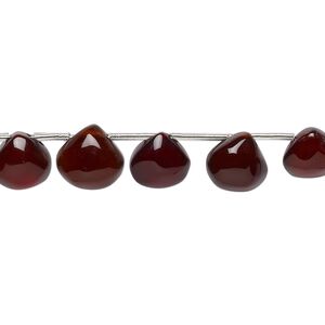 Amber onyx 1pkg9, hand-cut top-drilled puffed teardrop bead 7-9mm
