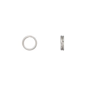 Split ring 1pkg50 stainless steel, 7.5mm round, 5.8mm inside diameter