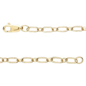 Chain 1pkg1 14Kt gold-filled long & short, 3.3mm textured oval / lobster claw clasp, 18 inch