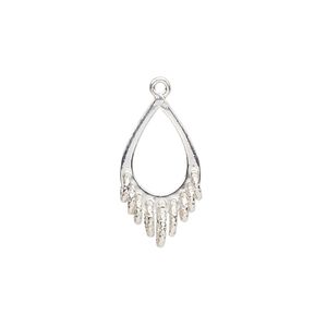 Drop, sterling silver, 20x11mm single-sided open teardrop with 9 diamond-cut closed loops. Sold individually.