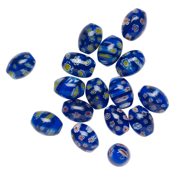 Millefiori glass 1pkg2oz, barrel bead translucent multicolored 17x12mm-18x13mm image number 1