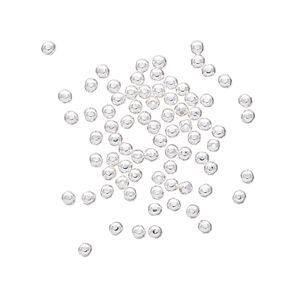 Bead 1pkg100 silver-plated, 2mm squared round, brass