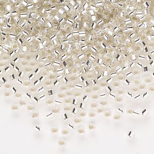 Seed bead, Delica&reg;, glass, pkg/250g, #10 round, transparent silver-lined crystal clear (DBM-0041).