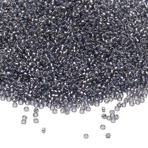 Seed bead, Miyuki 1pkg35g glass, #15 rocaille, Duracoat&reg; transparent silver-lined Prussian blue / outside dyed (RR-4276)