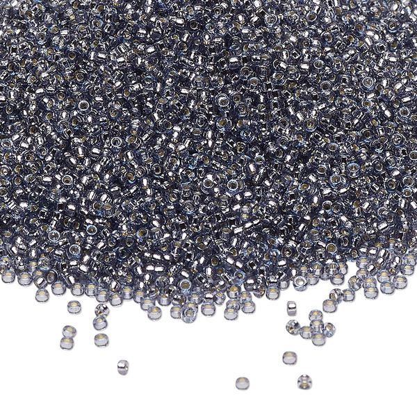 Seed bead, Miyuki 1pkg35g glass, #15 rocaille, Duracoat&reg; transparent silver-lined Prussian blue / outside dyed (RR-4276) image number 0