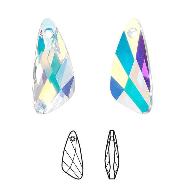 Drop 36pk crystal AB, Swarovski&reg; 23x10mm pendant wing 6690 image number 0