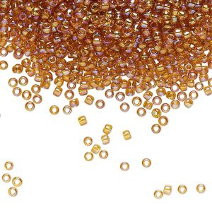 Seed bead, TOHO BEADS&reg;, glass, pkg/7.5g, #11 round, translucent rainbow topaz (TR-11-162C).