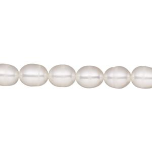Pearl, White Lotus&trade;, cultured freshwater (bleached), white, 6-6.5mm rice, C grade, Mohs hardness 2-1/2 to 4. Sold per 15-1/2" to 16" strand.