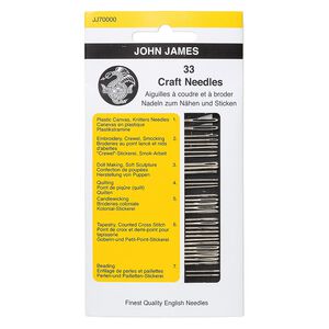 Needle, John James, steel, assorted sizes. Sold per pkg of 33.