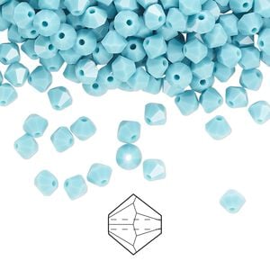 Bead 48pk turquoise, Preciosa Czech crystal 4mm bicone