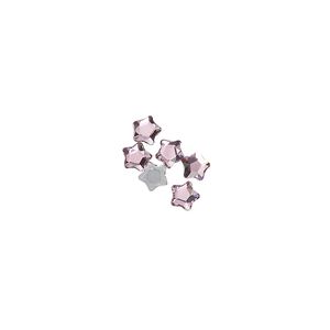 Flat back 6pk rose foil back, Crystal Passions&reg; hotfix rhinestone 4mm star flower 3754