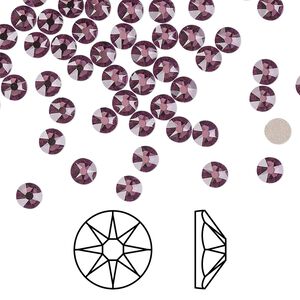Flat back 1440pk iris foil back, Swarovski&reg; 3.8-4mm rose round SS16 2088
