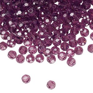 Bead 720pk amethyst, Preciosa Czech crystal 4mm round